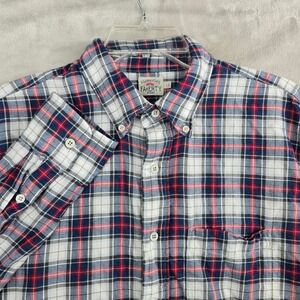 FAHERTY BRAND Mens Large Plaid Button‎ Down Shirt Long Sleeve Cotton Indigo Dyed